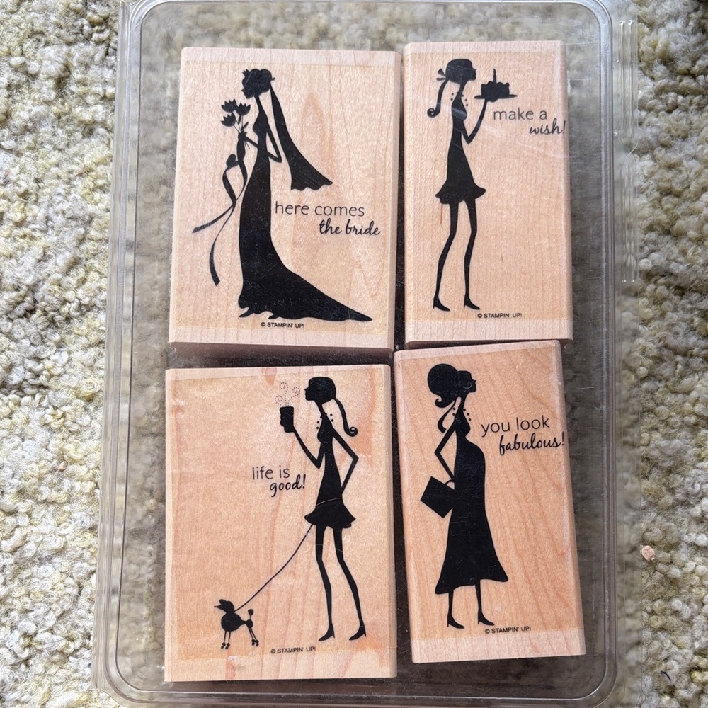 Stampin' Up! Black Silhouette Bride & women Rubber Stamps she’s all that